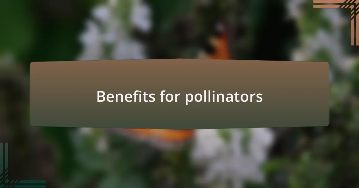 Benefits for pollinators