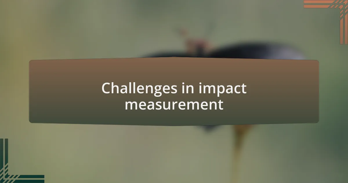 Challenges in impact measurement