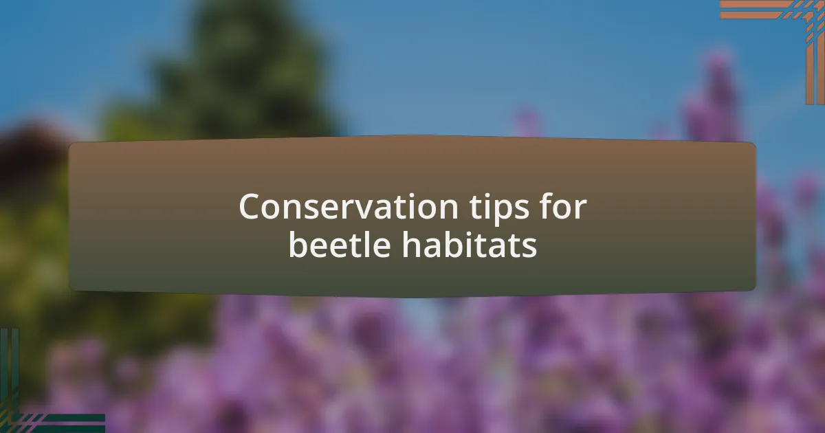 Conservation tips for beetle habitats