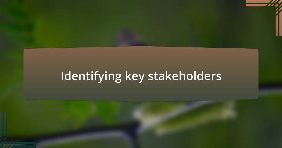 Identifying key stakeholders