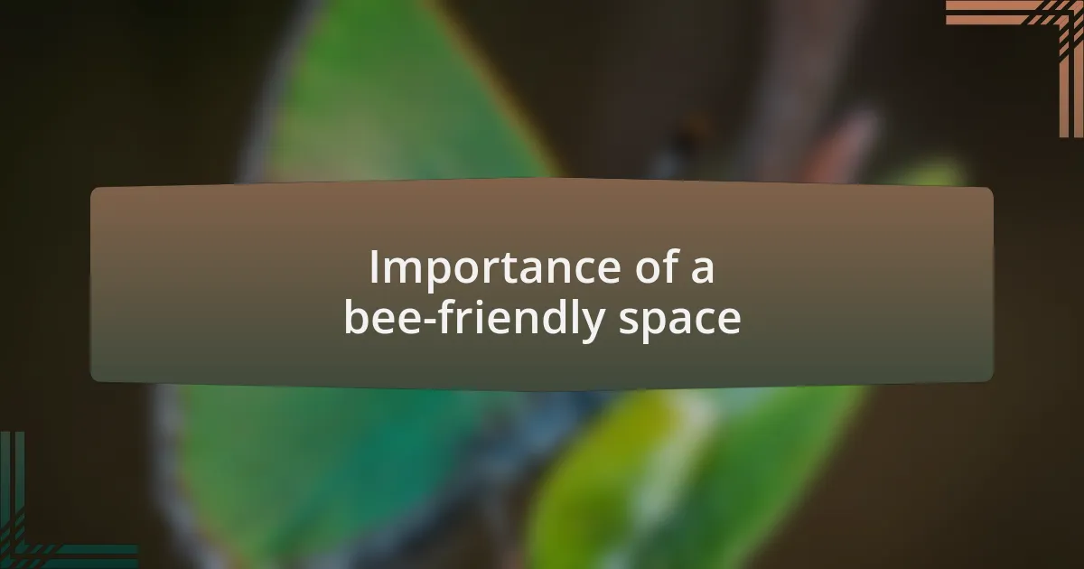Importance of a bee-friendly space