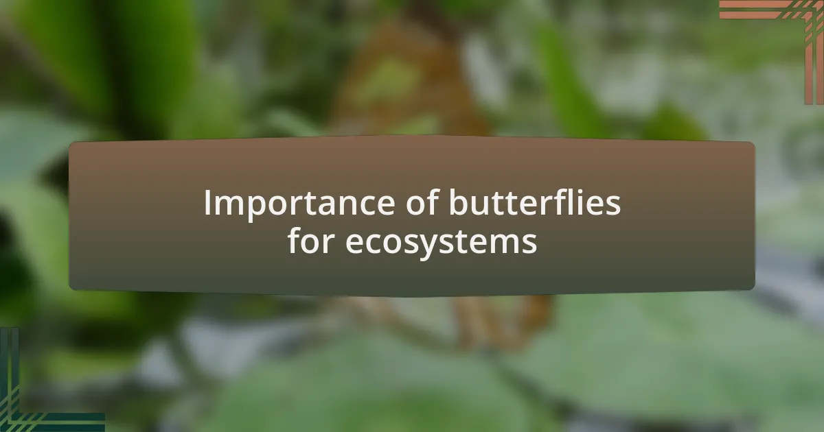 Importance of butterflies for ecosystems