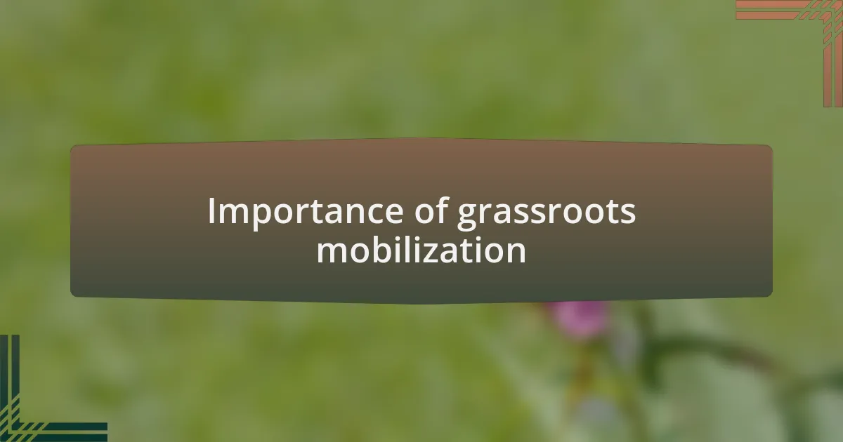 Importance of grassroots mobilization