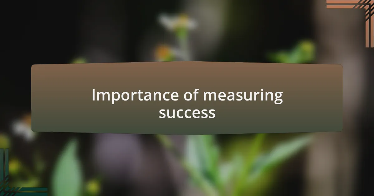 Importance of measuring success