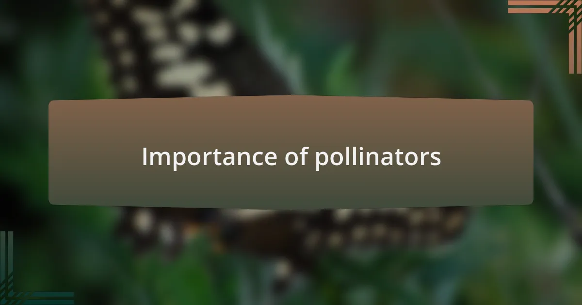 Importance of pollinators