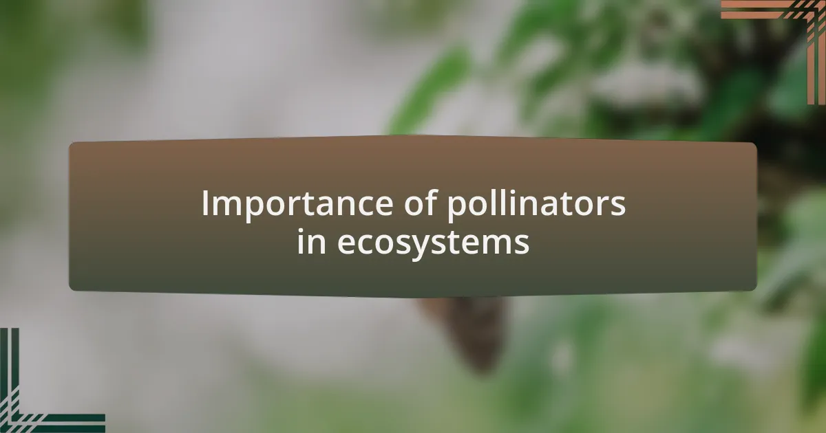 Importance of pollinators in ecosystems