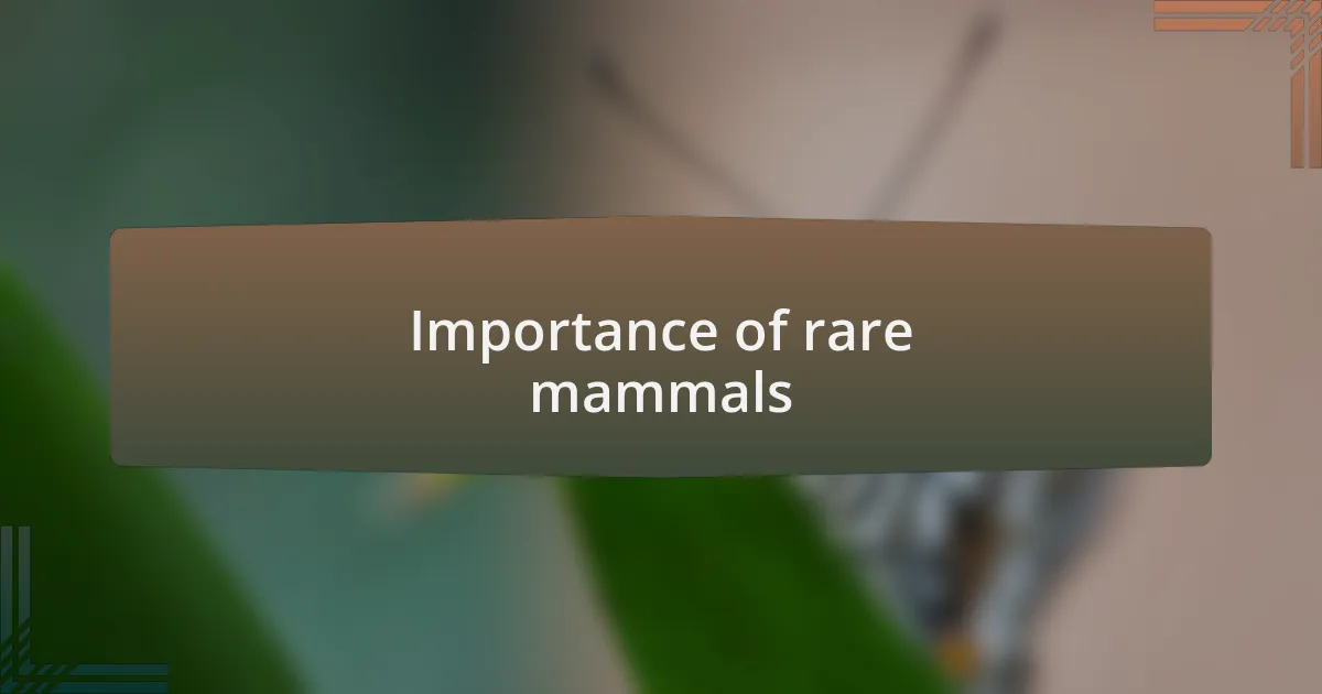 Importance of rare mammals