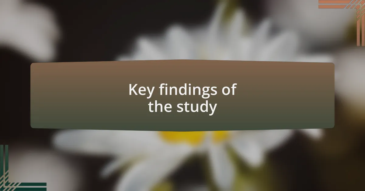 Key findings of the study