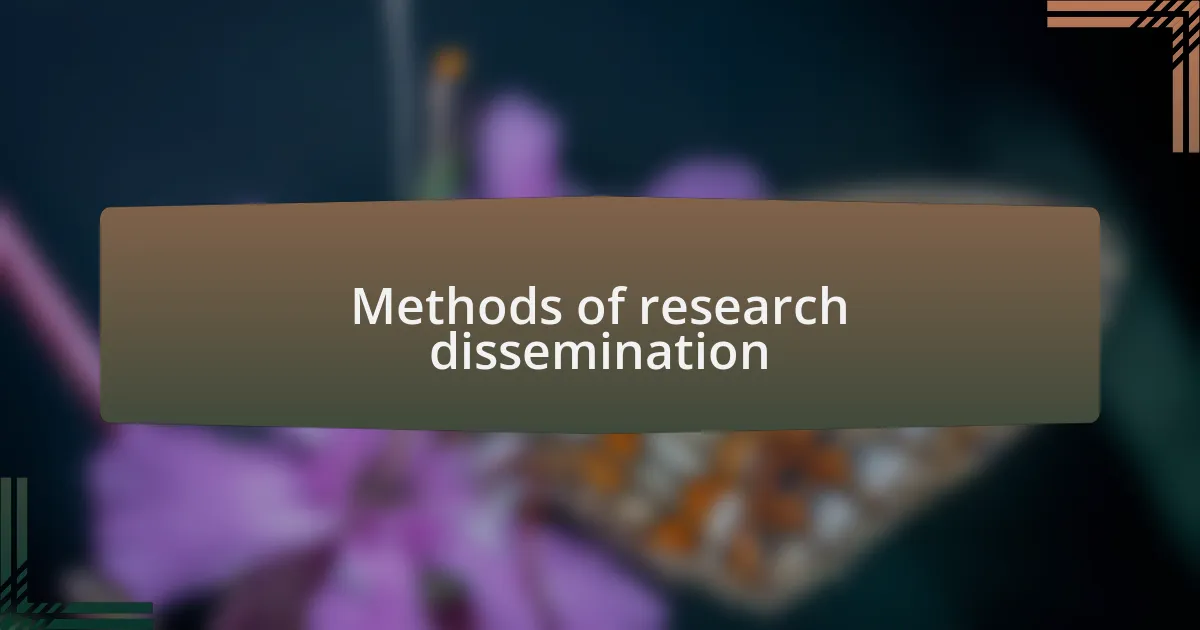 Methods of research dissemination