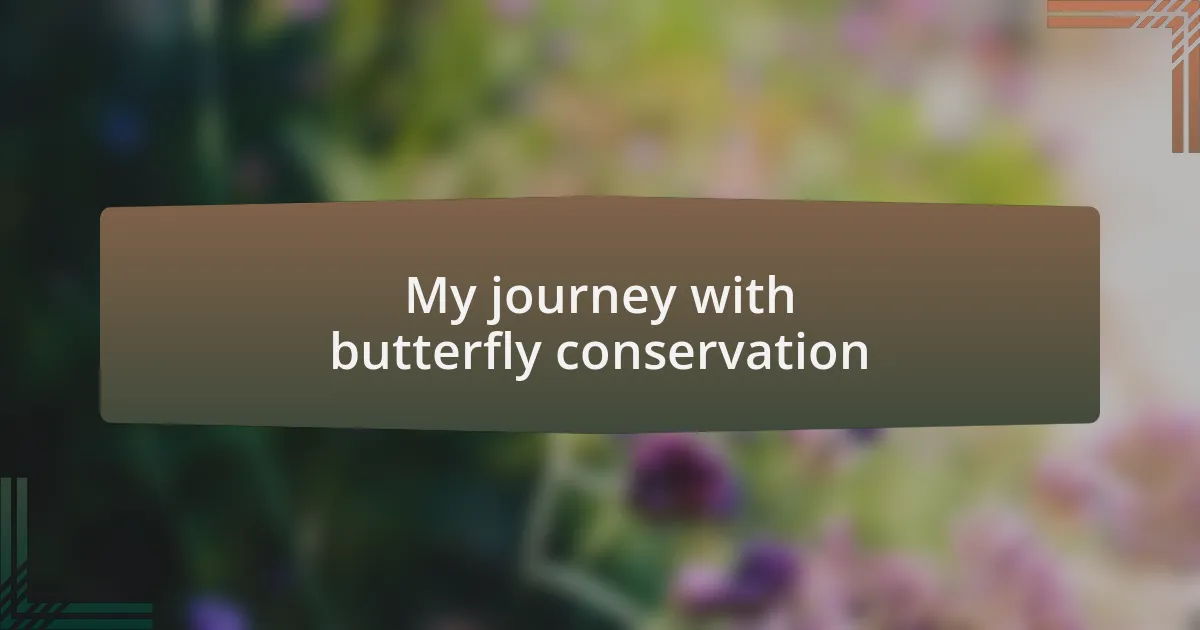 My journey with butterfly conservation