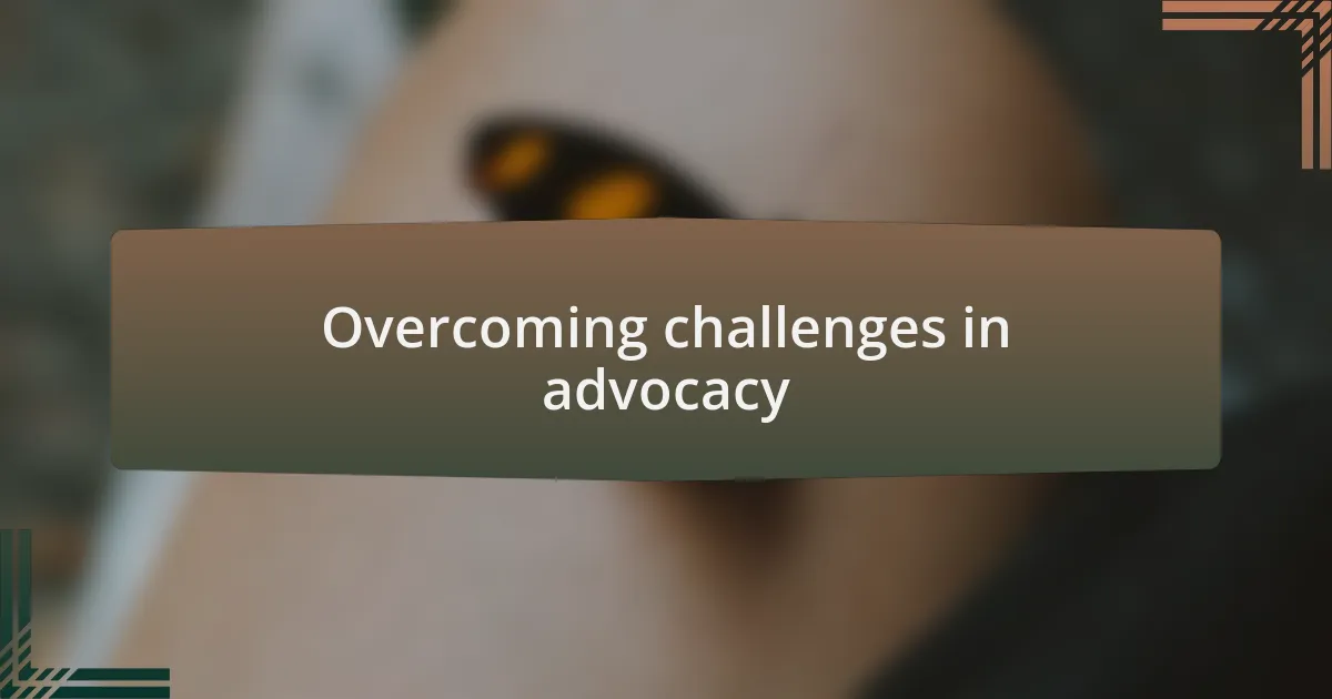 Overcoming challenges in advocacy