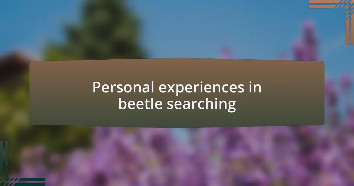 Personal experiences in beetle searching