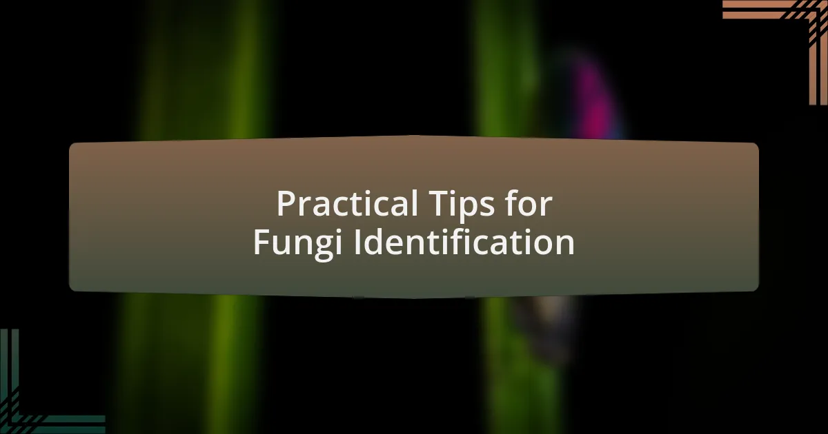 Practical Tips for Fungi Identification