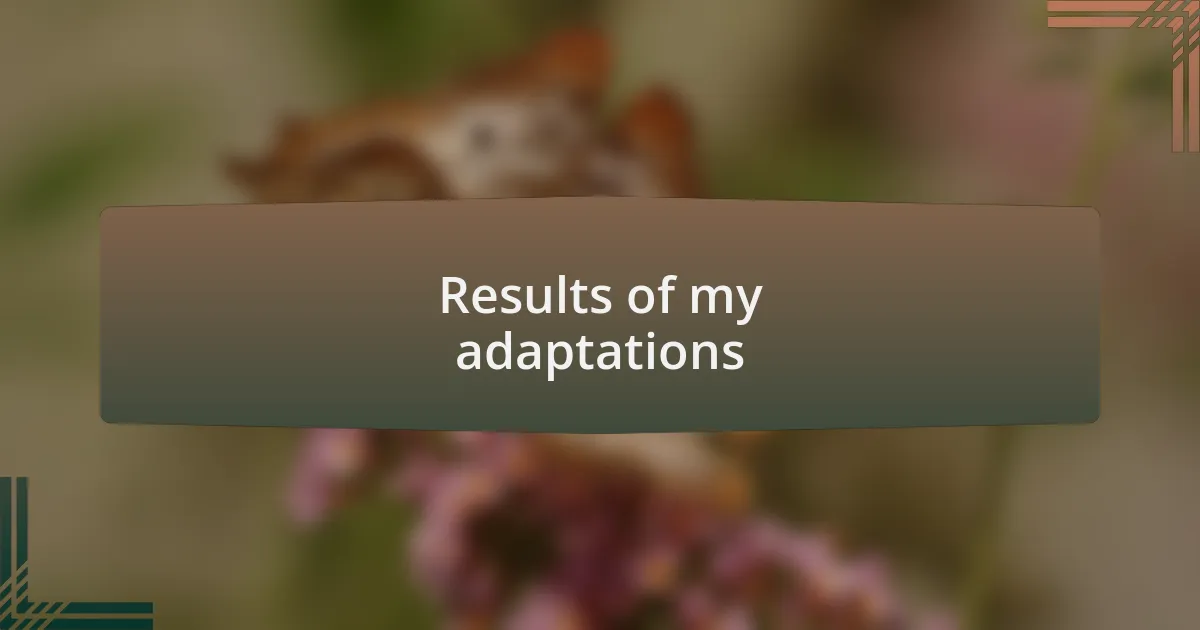 Results of my adaptations