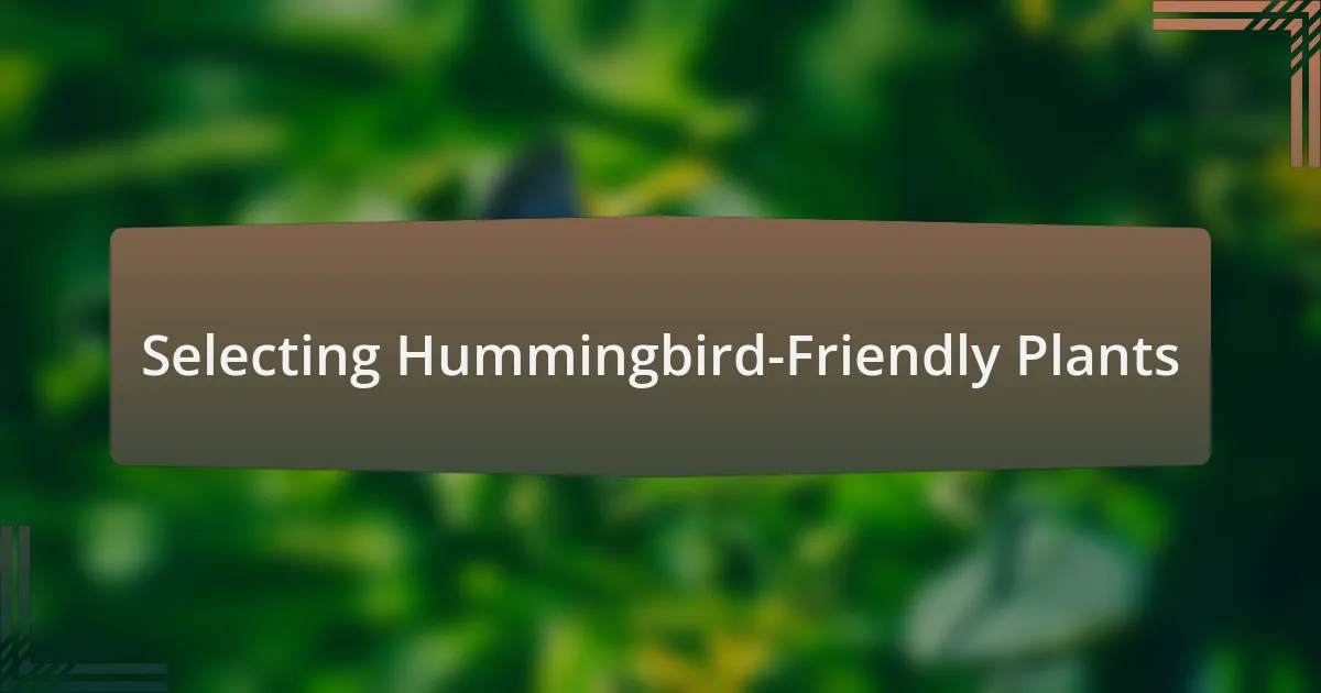 Selecting Hummingbird-Friendly Plants