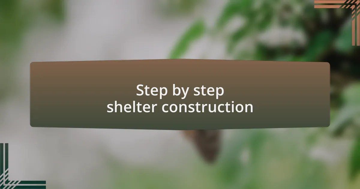 Step by step shelter construction