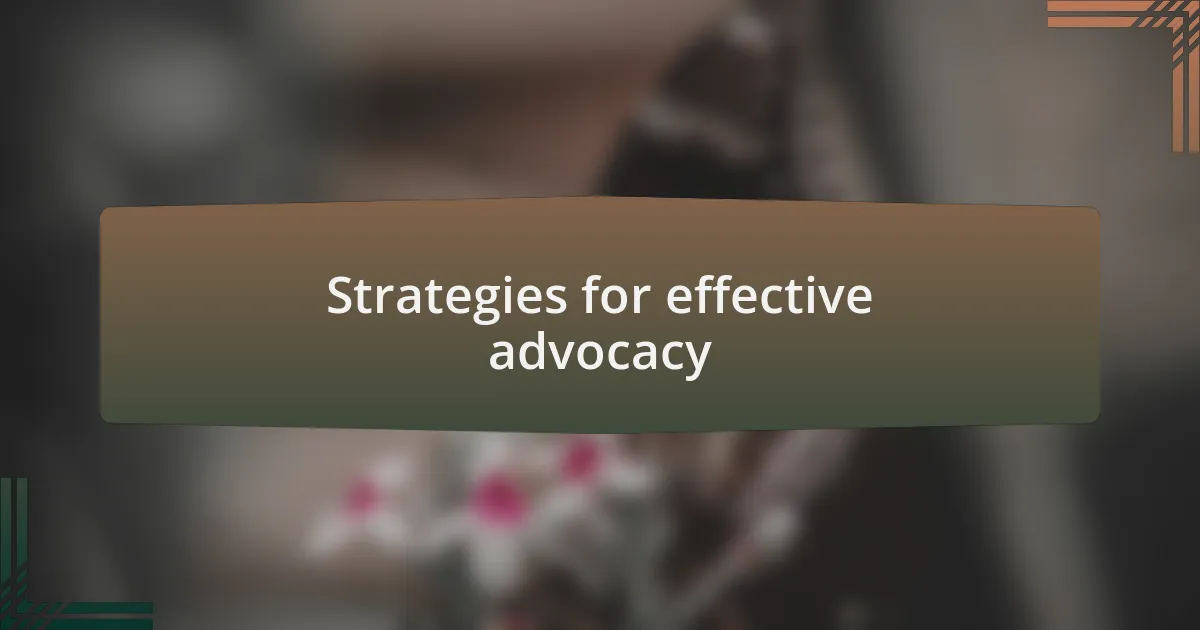 Strategies for effective advocacy