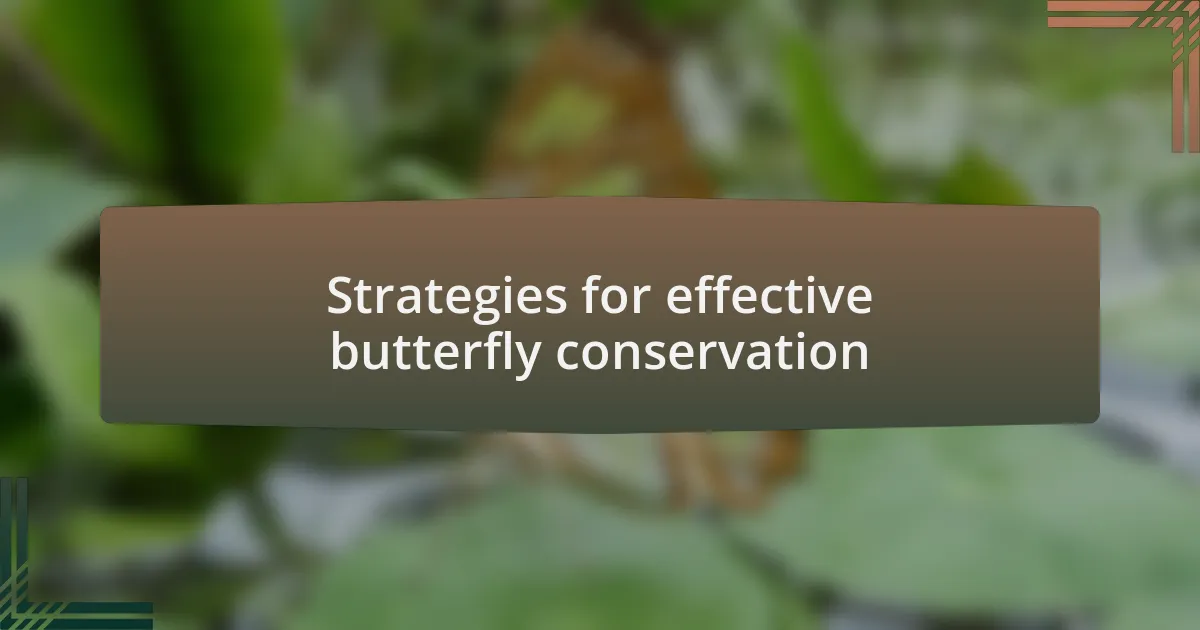 Strategies for effective butterfly conservation