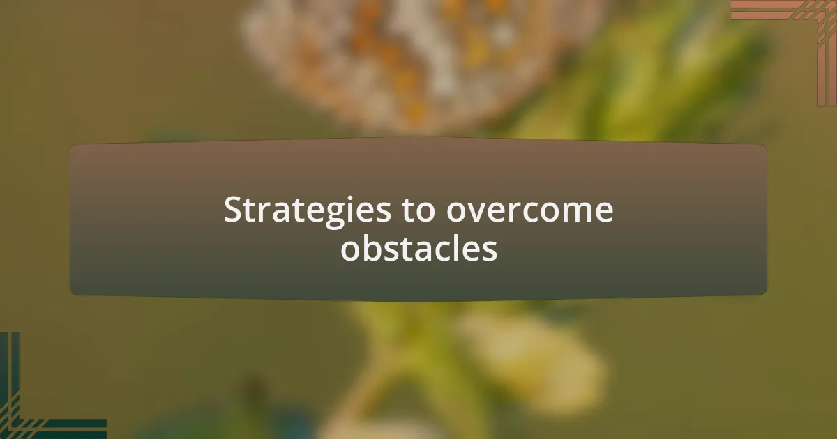 Strategies to overcome obstacles