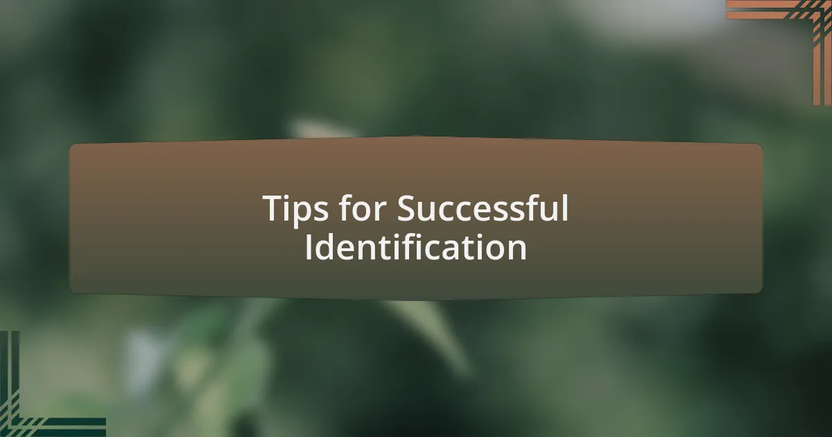Tips for Successful Identification