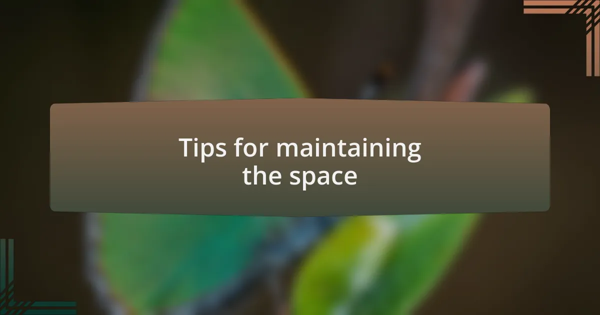 Tips for maintaining the space