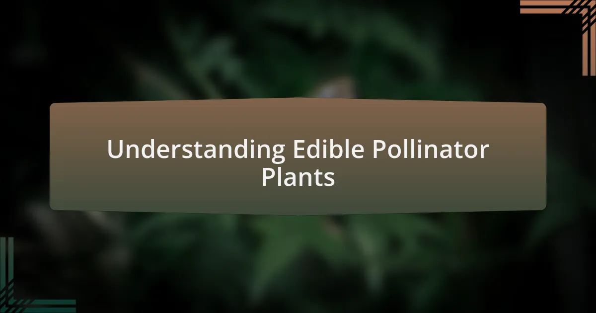 Understanding Edible Pollinator Plants