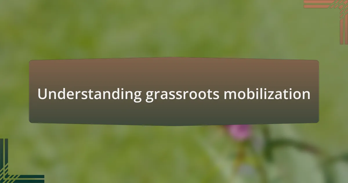 Understanding grassroots mobilization