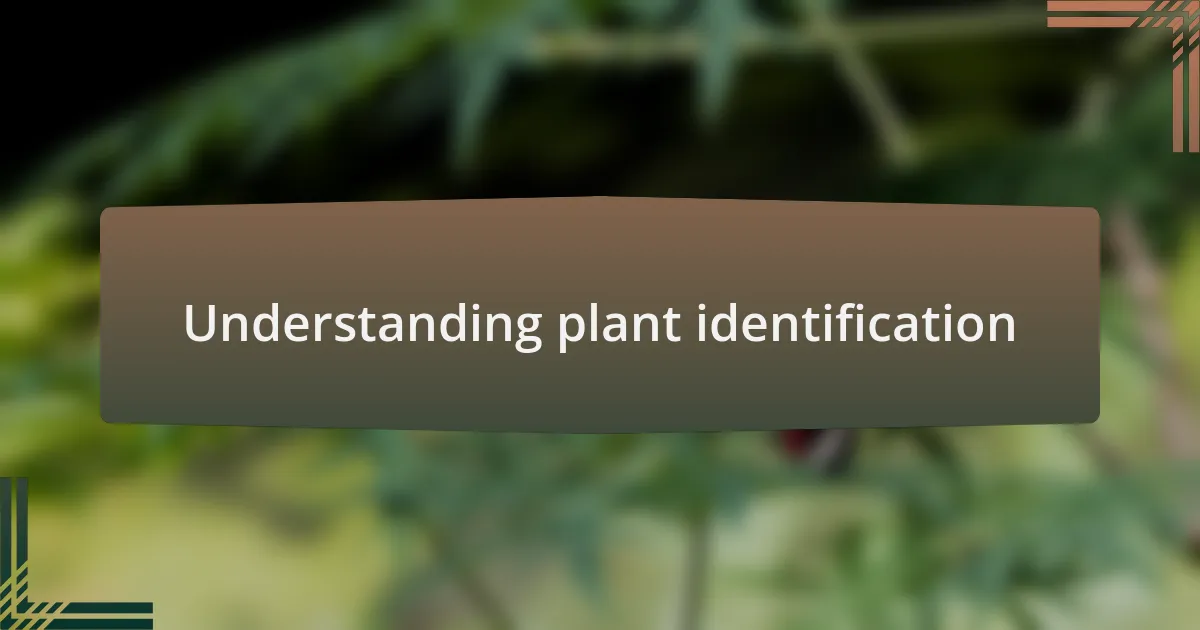 Understanding plant identification