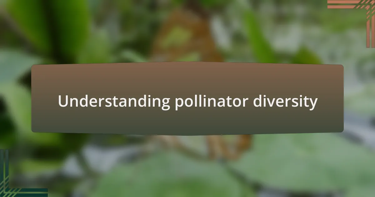 Understanding pollinator diversity